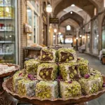 لوکوم با مغز نوتلا و پسته